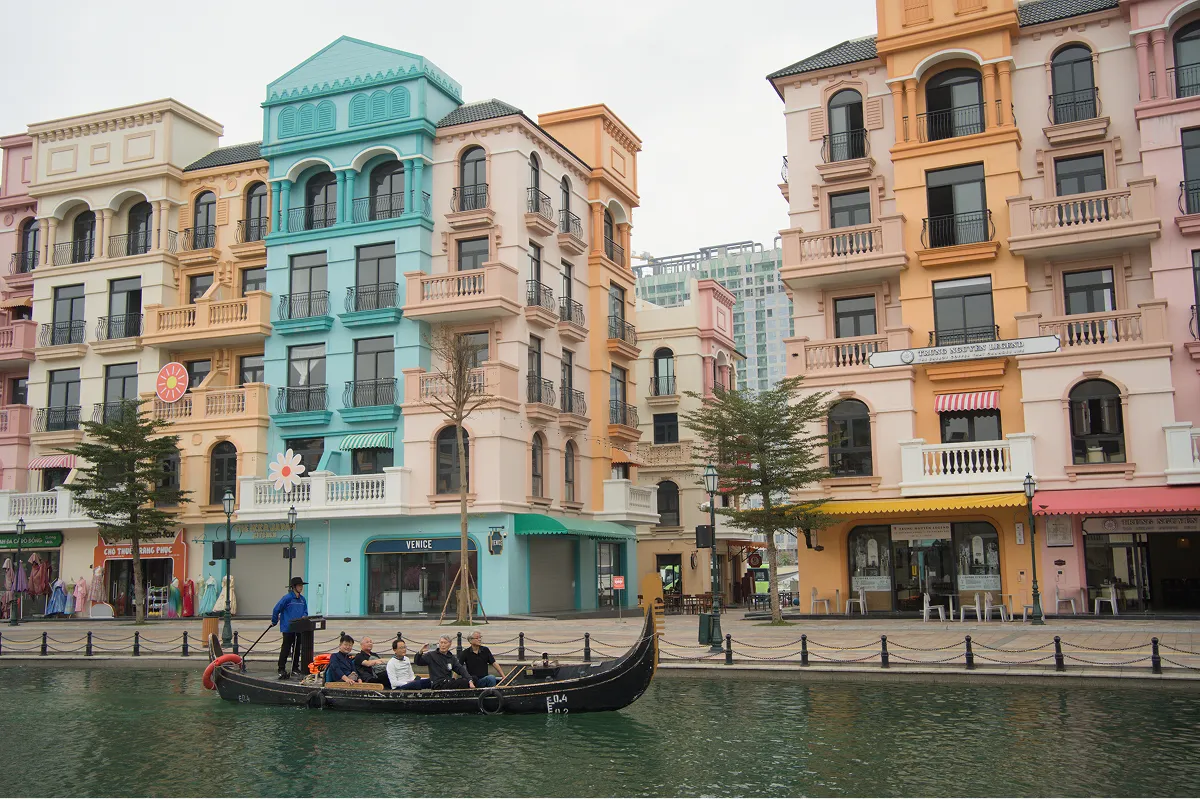 Tourists riding a gondola at Ocean Park
